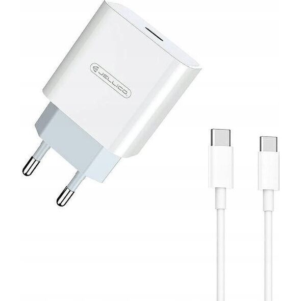 Ładowarka Jellico JELLICO ładowarka sieciowa AK180 PD 20W 1xUSB-C + kabel USB-C - USB-C Biały