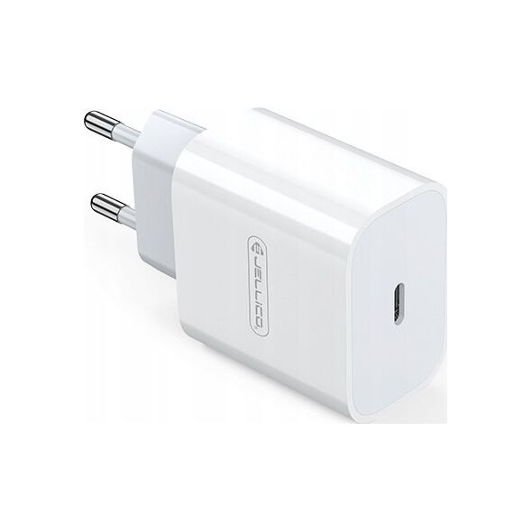 Ładowarka Jellico JELLICO ładowarka sieciowa AK180 PD 20W 1xUSB-C + kabel USB-C - USB-C Biały