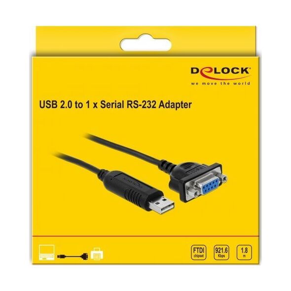 Adapter USB Delock Delock Adapter USB 2.0 Typ-A zu 1 x Seriell RS-232 DB9
