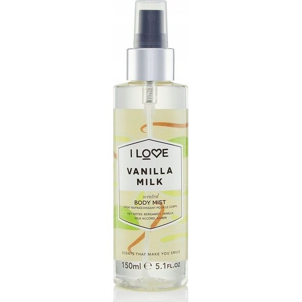 I love I Love, Signature Collection, Vegan, Mist Spray, Vanilla Milk, All Over The Body, 165 ml For Women