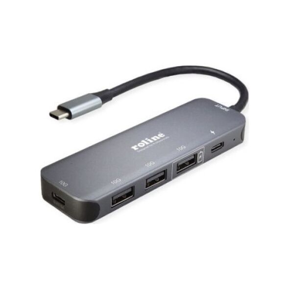 HUB USB Roline Hub ROLINE USB 3.2 Gen 2, 4-kierunkowy, kabel połączeniowy typu C