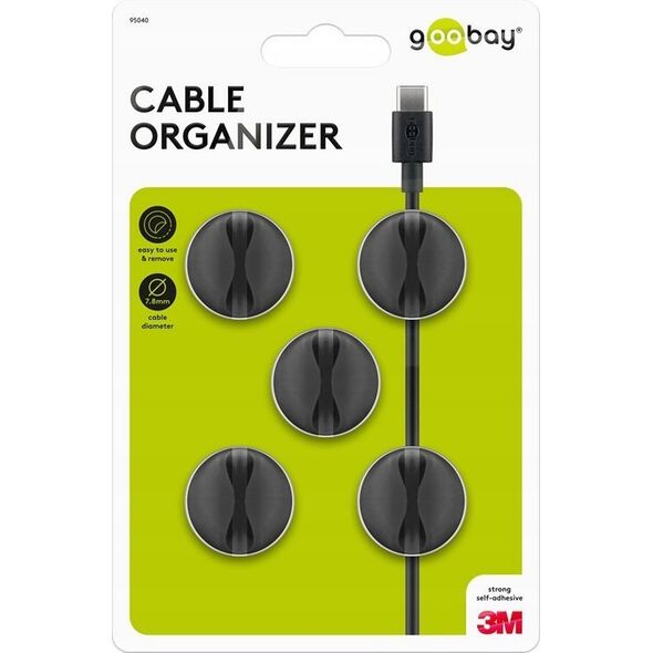 Organizer Goobay Organizer kabli na 1 kable, czarny - Wersja kolorystyczna Czarny