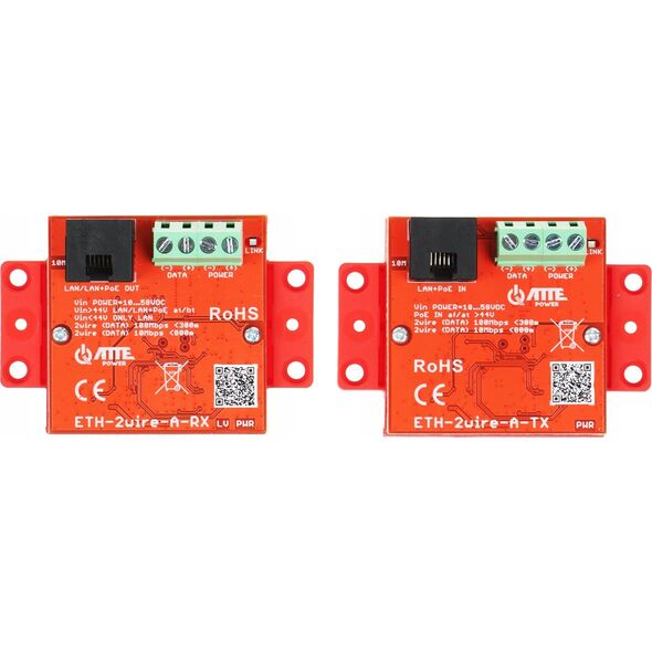 Atte ZESTAW KONWERTERÓW UTP / 2-WIRE DO TRANSMISJI LAN+POE ETH-2WIRE-A-SET KOMPLET 2 SZT ATTE