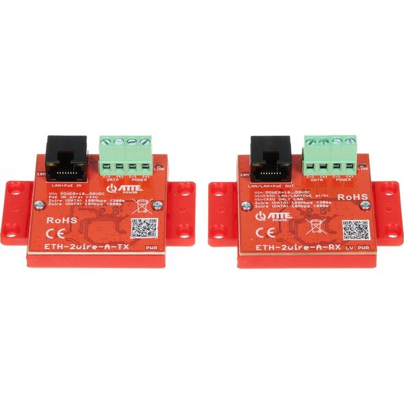 Atte ZESTAW KONWERTERÓW UTP / 2-WIRE DO TRANSMISJI LAN+POE ETH-2WIRE-A-SET KOMPLET 2 SZT ATTE