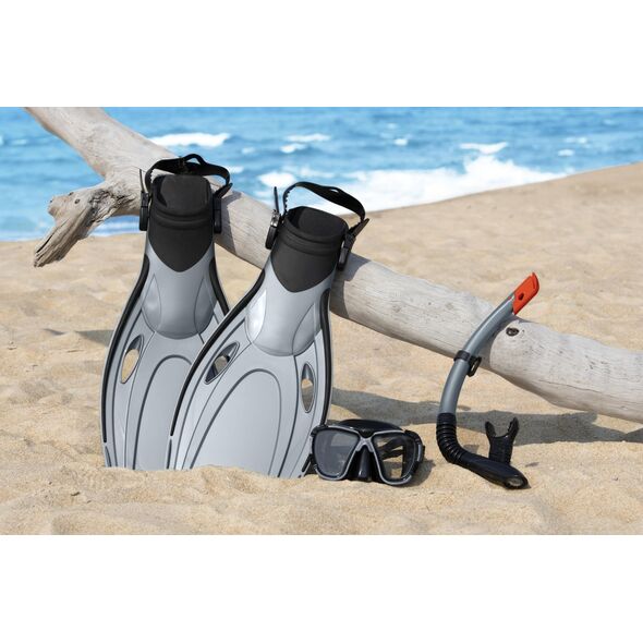 Bestway Bestway Hydro-Pro BlackSea Snorkel & Fin Set, Adult, Half face mask, Tempered glass, Assorted colours, Silicone, 43-48