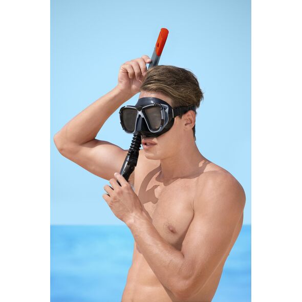 Bestway Bestway Hydro-Pro BlackSea Snorkel & Fin Set, Adult, Half face mask, Tempered glass, Assorted colours, Silicone, 43-48