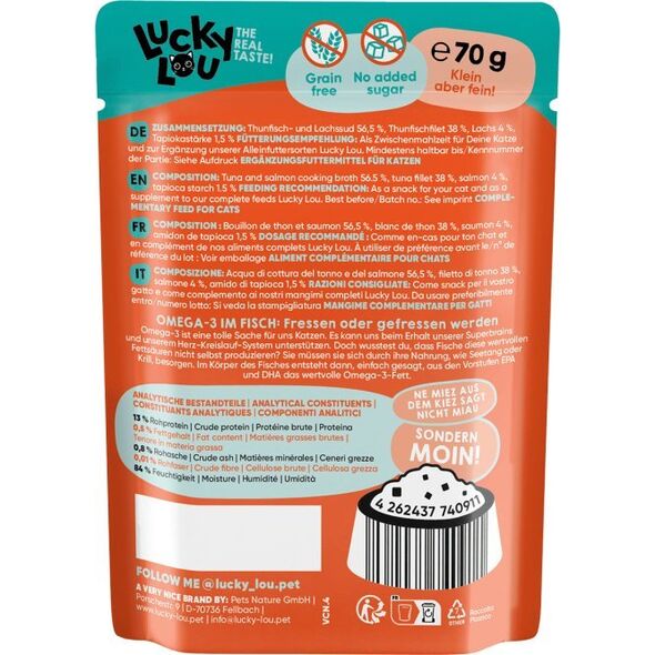 Lucky Lou Lucky Lou Extrafood Tuńczyk & łosoś w bulionie saszetka 70g