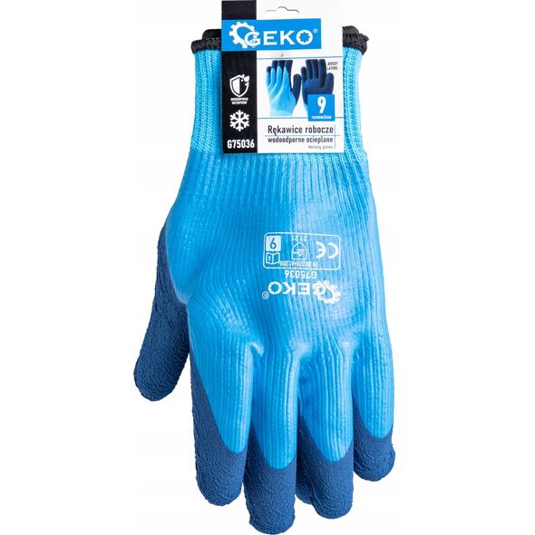 Geko Rękawice robocze wodoodporne ocieplane r. 9 /jersey – lateks/ (12/120)