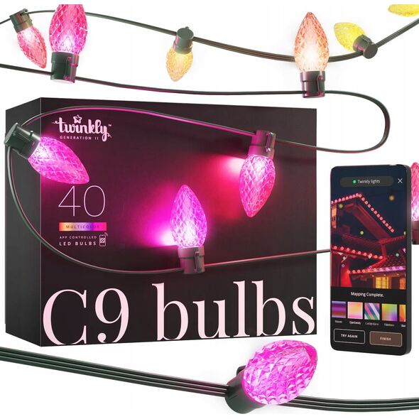 Lampki choinkowe Twinkly Twinkly C9 Bulbs Smart LED 40 RGB, 12.2m, Žalias wire|Twinkly