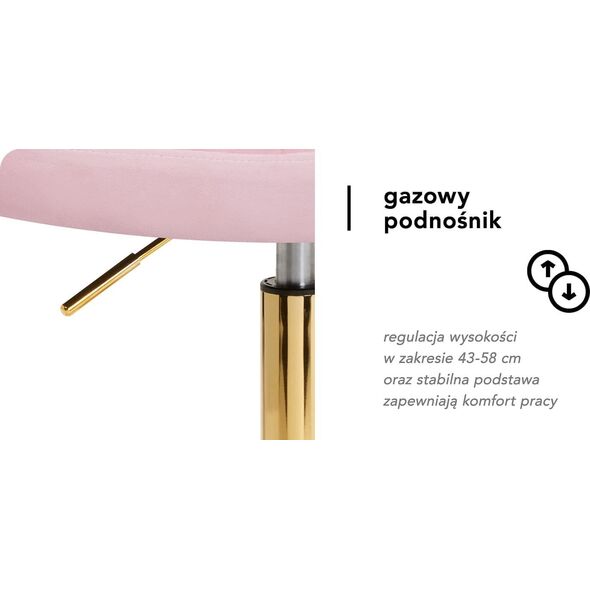 Activeshop 4Rico Krzesło obrotowe QS-OF213G aksamit różowe