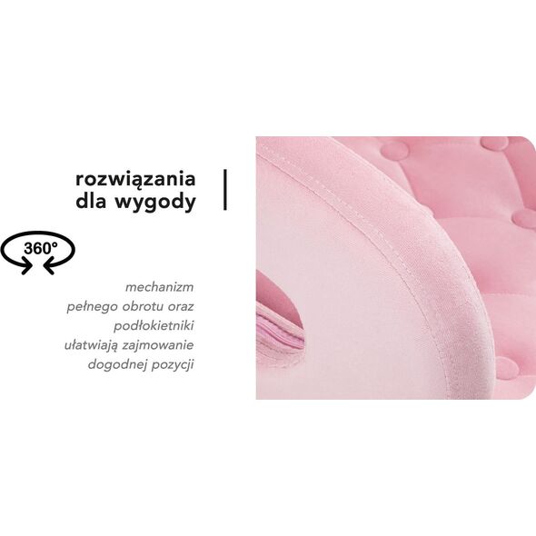 Activeshop 4Rico Krzesło obrotowe QS-OF213G aksamit różowe