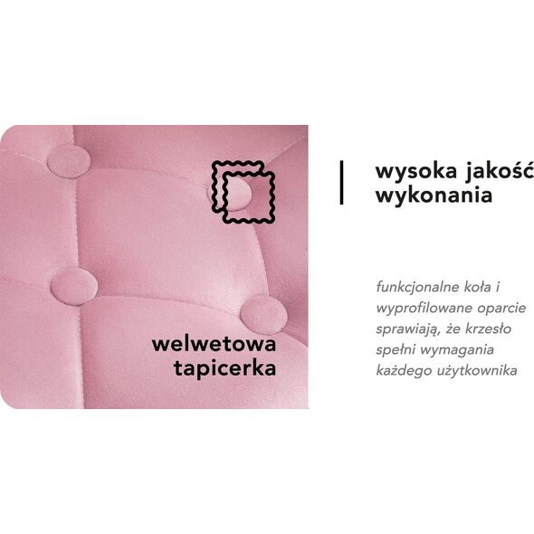 Activeshop 4Rico Krzesło obrotowe QS-OF213G aksamit różowe