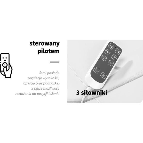 Activeshop Elektryczny fotel kosmetyczny SILLON Luxury 3 silniki biały