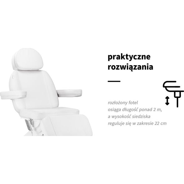 Activeshop Elektryczny fotel kosmetyczny SILLON Luxury 3 silniki biały
