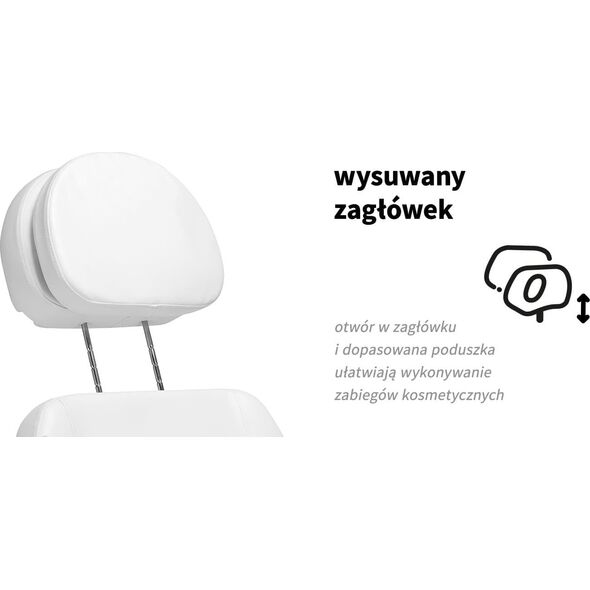 Activeshop Elektryczny fotel kosmetyczny SILLON Luxury 3 silniki biały