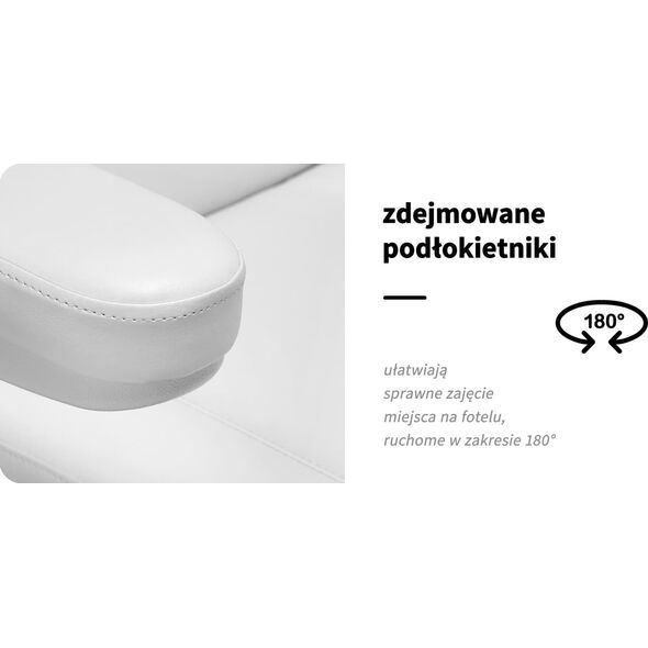 Activeshop Elektryczny fotel kosmetyczny SILLON Luxury 3 silniki biały