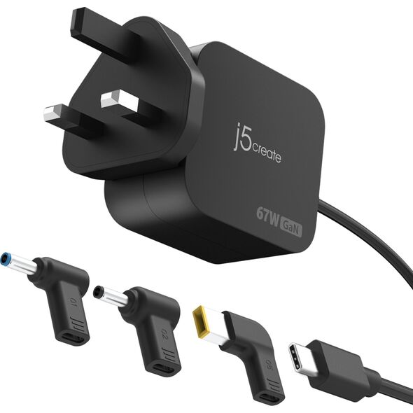 j5create j5create JUP1565DCF3A-FN adapter zasilający/ inwentor Uniwersalne 67 W Czarny