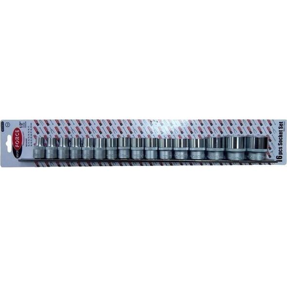 Rockforce Zestaw nasadek 16el. 1/2" (6-kątnych) (10-19,21,22,24,27,30,32mm) na listwie