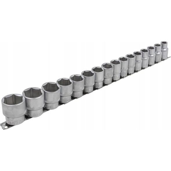Rockforce Zestaw nasadek 16el. 1/2" (6-kątnych) (10-19,21,22,24,27,30,32mm) na listwie