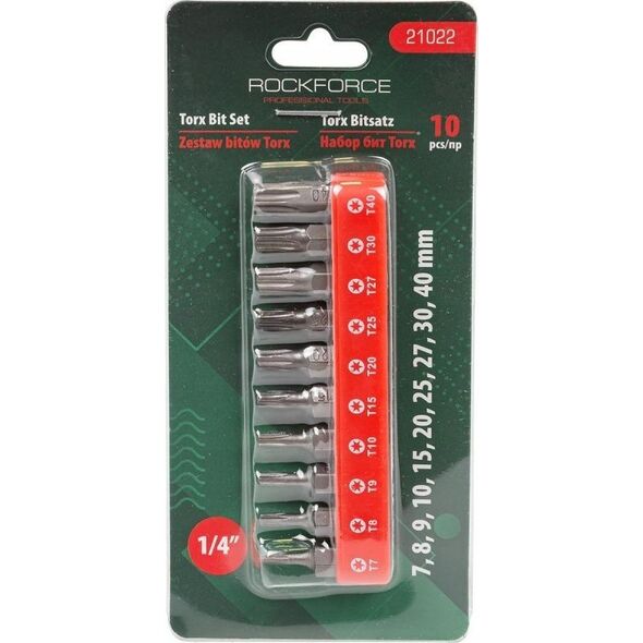 Rockforce Zestaw bitów TORX 10el. 1/4" L-25mm
