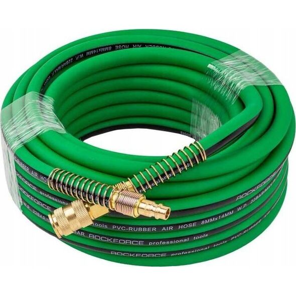 Rockforce Wąż gumowy pneumatyczny zbrojony 8mm x 15m z szybkozłączkami