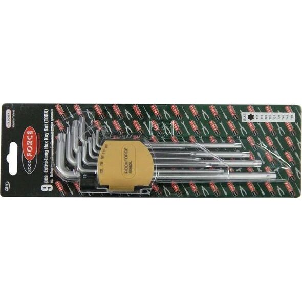 Rockforce Zestaw kluczy TORX ekstra długich 9el. (T10, T15, T20, T25, T27, T30, T40, T45, T50)