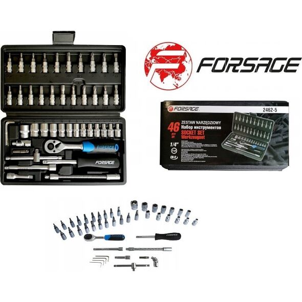 Forsage Zestaw kluczy nasadowych 1/4" 46el. (6-kątnych) (4-14mm)