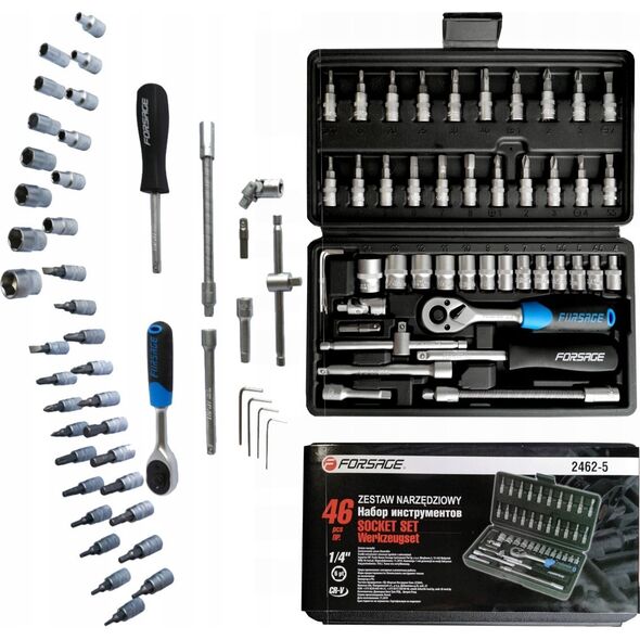 Forsage Zestaw kluczy nasadowych 1/4" 46el. (6-kątnych) (4-14mm)