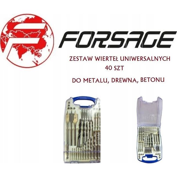 Wiertło Forsage ZESTAW KOMPLET WIERTEŁ UNIWERSALNYCH 40 EL