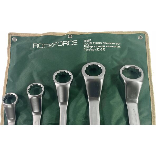 Rockforce Klucze oczkowe odgięte Zestaw 5 el. 32- 55 mm CrV