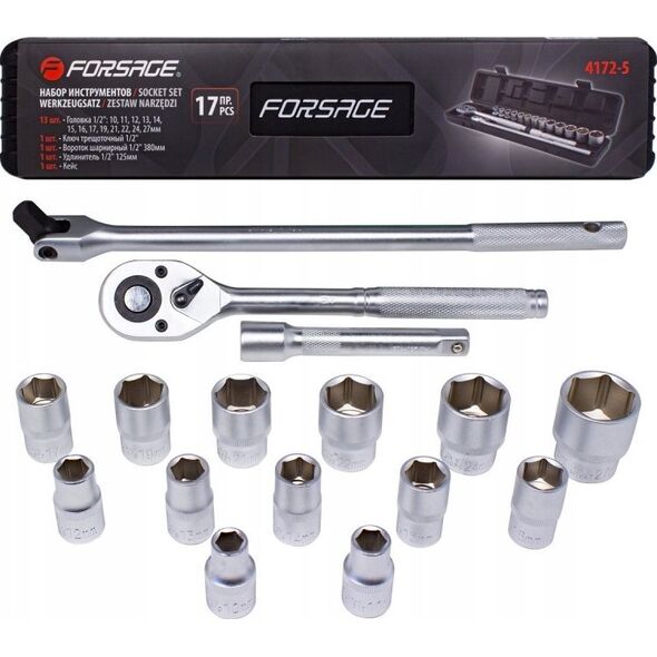 Forsage ZESTAW NASADEK GRZECHOTKA 1/2" NASADKI 17el PREMIUM