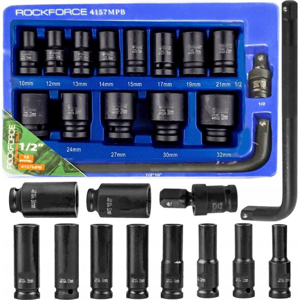 Rockforce Zestaw nasadek udarowych 1/2"  15el.