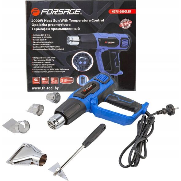 Forsage Opalarka elektryczna z dyszami (230V, 50/60Hz, 2000W, 60/350/600stopni, 50/300/500l/min)