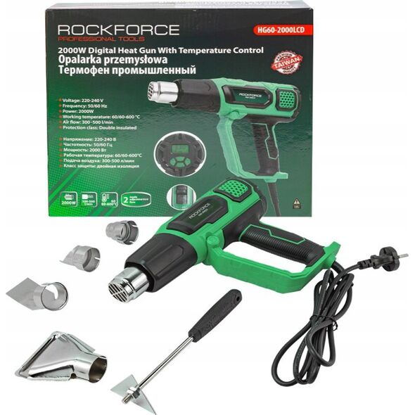 Rockforce Opalarka elektryczna z dyszami (230V, 50/60Hz, 2000W, 60-600stopni, 300-500l/min)