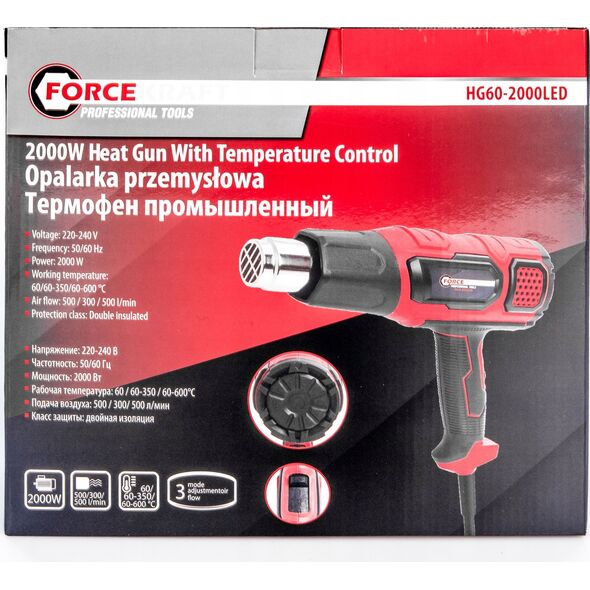 Forcekraft Opalarka elektryczna z dyszami (230V, 50/60Hz, 2000W, 60-600stopni, 300-500l/min)
