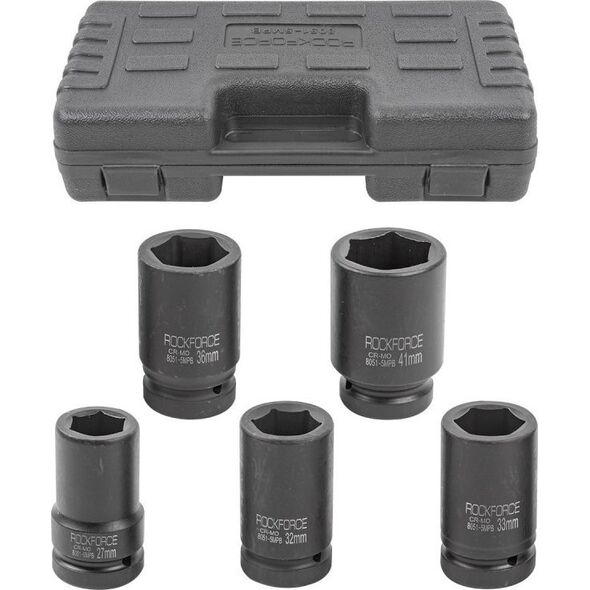 Rockforce Zestaw nasadek udarowych głębokich 1" 5el. (6-kątnych) (27-41mm)