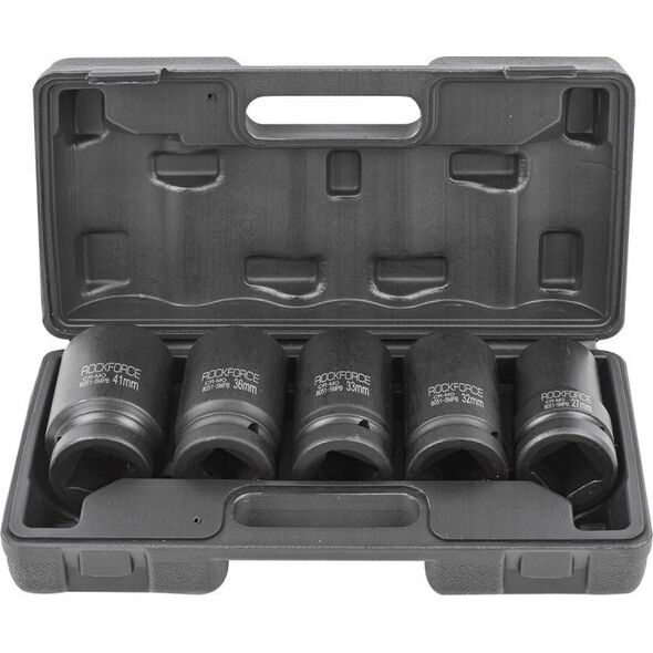Rockforce Zestaw nasadek udarowych głębokich 1" 5el. (6-kątnych) (27-41mm)