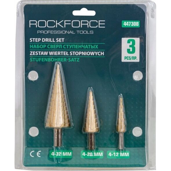 Wiertło Rockforce Zestaw wierteł stopniowych 3el.