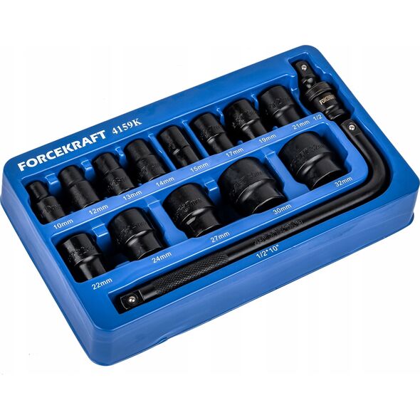 Forcekraft Zestaw nasadek udarowych  1/2" 15el. (6-kątnych)