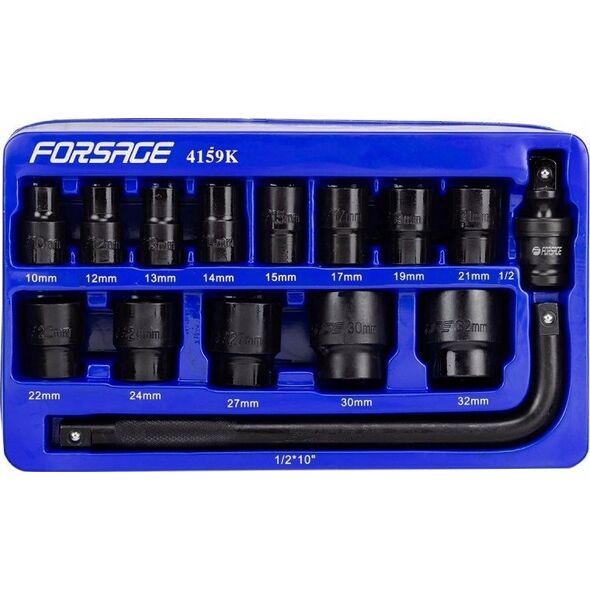 Forsage Zestaw nasadek udarowych 1/2" 15el. (6-kątnych) (10-32mm)