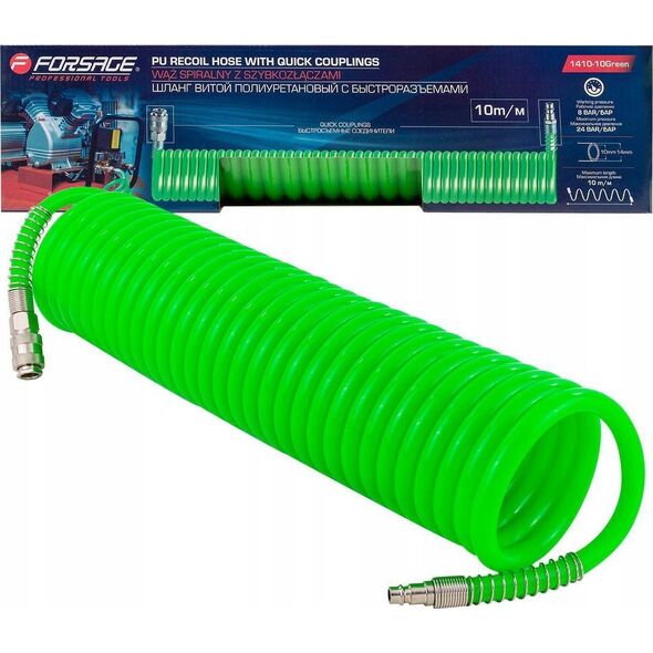 Forsage Wąż spiralny z szybkozłączkami 14mm x 10m