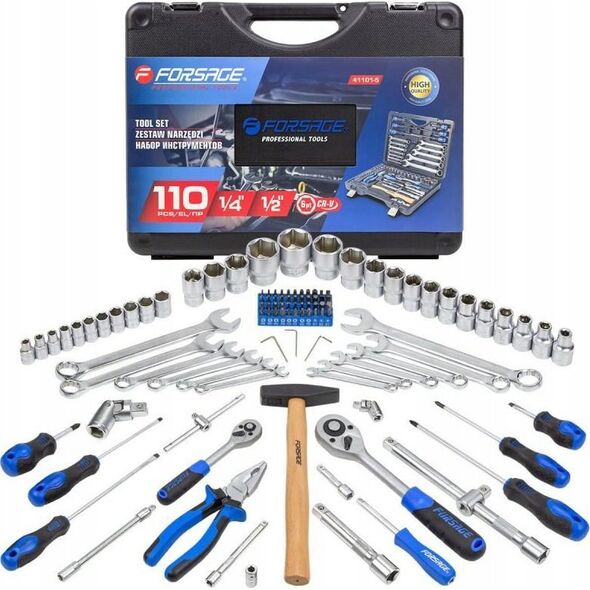 Zestaw narzędzi Forsage Zestaw narzędzi 110el. 1/4" i 1/2" (5-32mm) (6-kątnych)