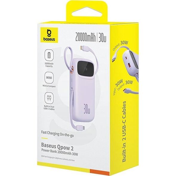 Powerbank Baseus Powerbank Baseus QPow 2 20000mAh 30W 2xUSB-C (fioletowy)