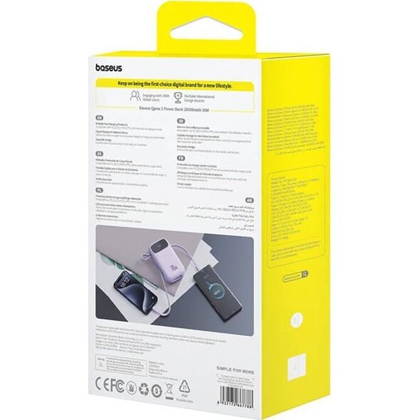 Powerbank Baseus Powerbank Baseus QPow 2 20000mAh 30W 2xUSB-C (fioletowy)