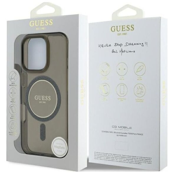 Guess Guess GUHMP16XHFGEREK iPhone 16 Pro Max 6.9" black/black hardcase IML Glitter Circle MagSafe