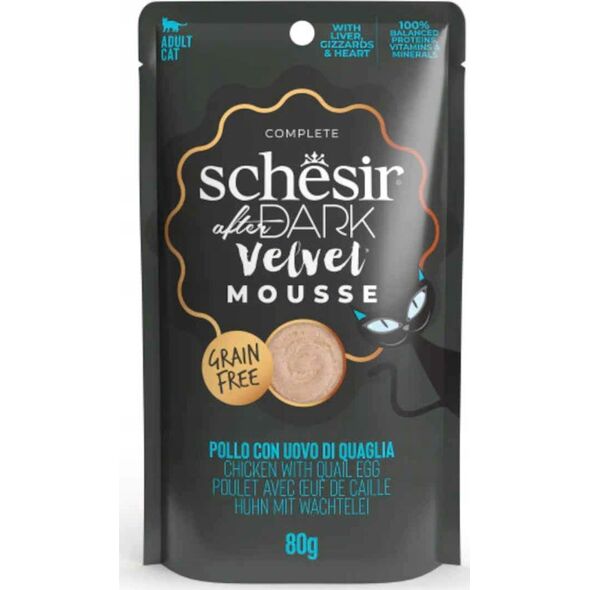Agras Pet Foods SCHESIR KOT sasz.80g AFTER DARK VELVET    MOUSSE  KURCZAK + JAJKA PRZEPIÓRCZE