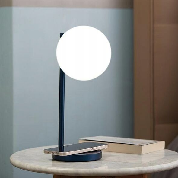 Lampa stołowa Lexon Lexon Bubble Lamp LED lamp with inductive charger 15W navy blue/dark blue LH70DB