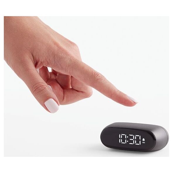 Lampa stołowa Lexon Lexon Minute Alarm Clock Mini Gray/Gun LR154X