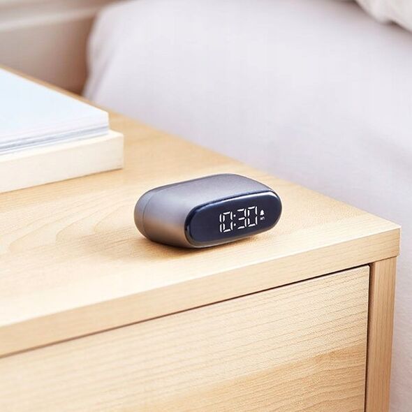 Lampa stołowa Lexon Lexon Minute Alarm Clock Mini Gray/Gun LR154X