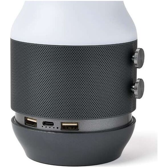 Lampa stołowa Lexon Lexon Terrace+ 3in1 LED lamp with speaker and power bank dark gray/gun LA134X